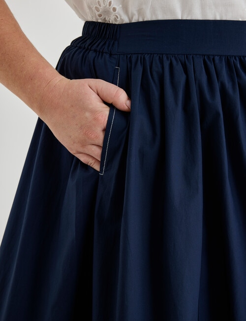 Studio Curve Contrast Stitch Skirt, Navy product photo View 05 L