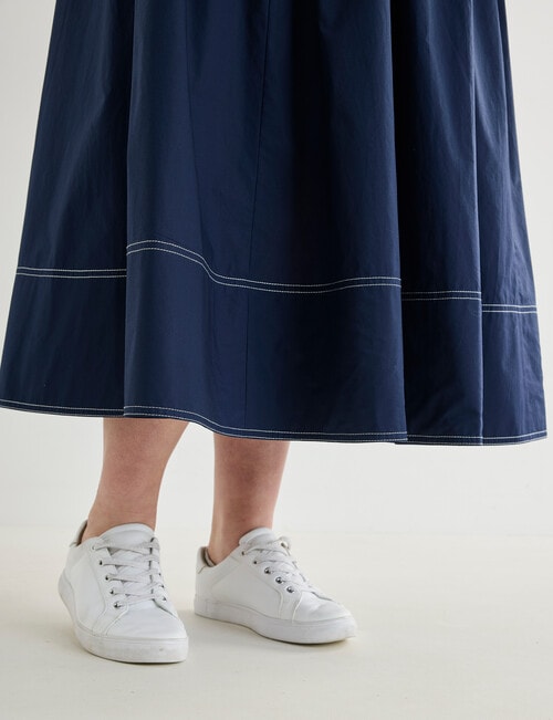 Studio Curve Contrast Stitch Skirt, Navy product photo View 06 L