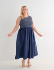 Studio Curve Contrast Stitch Sleeveless Smocked Dress, Navy product photo View 05 S