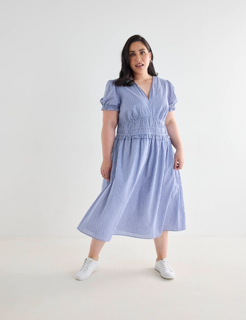 Studio Curve Striped Summer Dress, Blue product photo View 03 L
