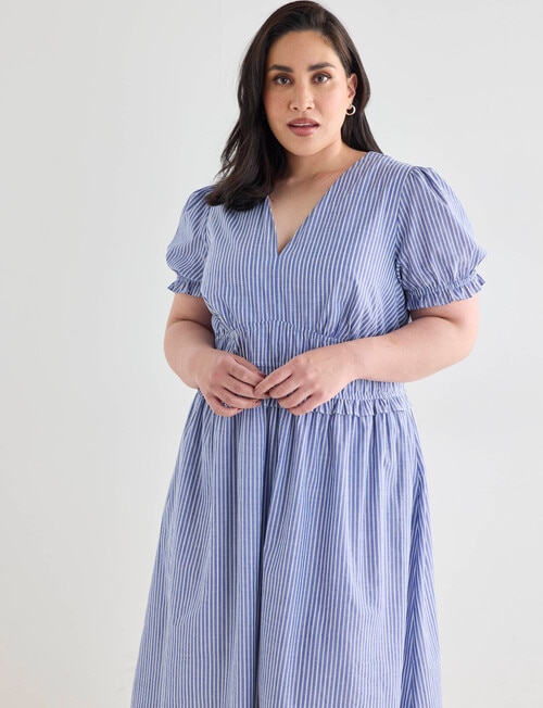 Studio Curve Striped Summer Dress, Blue product photo View 06 L