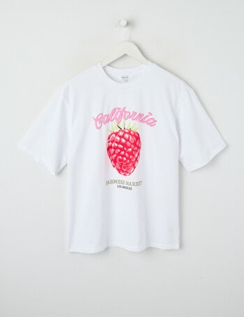 Switch Raspberry Oversized Short Sleeve Tee, White product photo