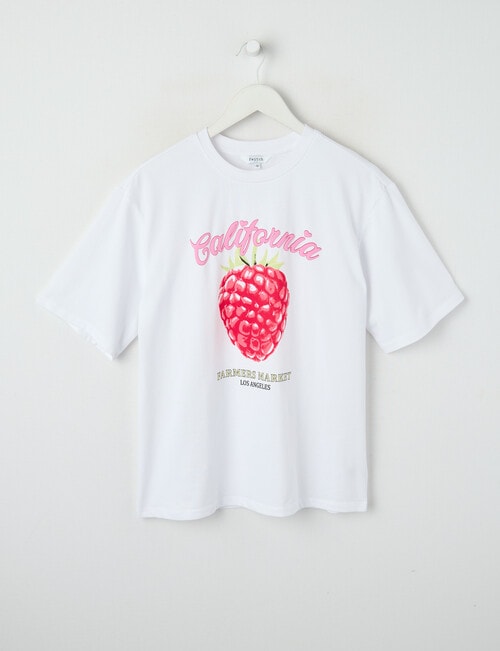 Switch Raspberry Oversized Short Sleeve Tee, White product photo