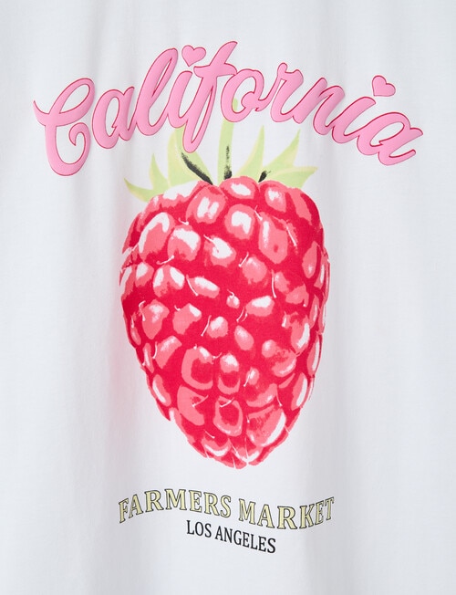 Switch Raspberry Oversized Short Sleeve Tee, White product photo View 02 L