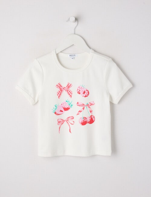 Switch Bows Fruit Short Sleeve Baby Tee, White product photo