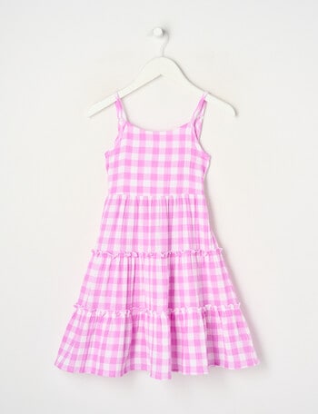 Mac & Ellie Gingham Tie Back Dress, Electric Lavender product photo