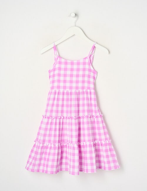 Mac & Ellie Gingham Tie Back Dress, Electric Lavender product photo