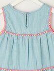 Mac & Ellie Pompom Trim Dress, Chambray product photo View 02 S