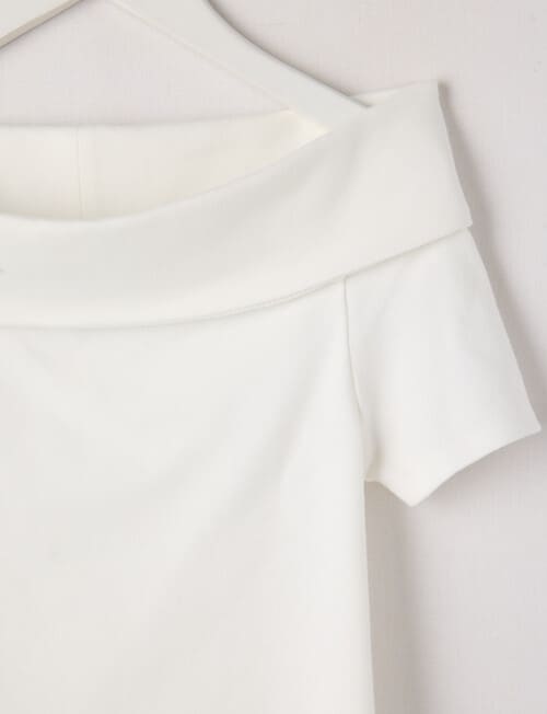 Switch Off Shoulder Short Sleeve Tee, White product photo View 02 L