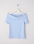 Switch Off Shoulder Short Sleeve Tee, Light Cornflower product photo