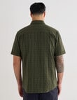 Kauri Trail Grid Texture Short Sleeve Shirt, Dark Olive product photo View 02 S