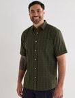Kauri Trail Grid Texture Short Sleeve Shirt, Dark Olive product photo View 04 S