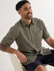 Kauri Trail Grid Texture Short Sleeve Shirt, Light Khaki product photo