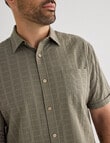 Kauri Trail Grid Texture Short Sleeve Shirt, Light Khaki product photo View 05 S