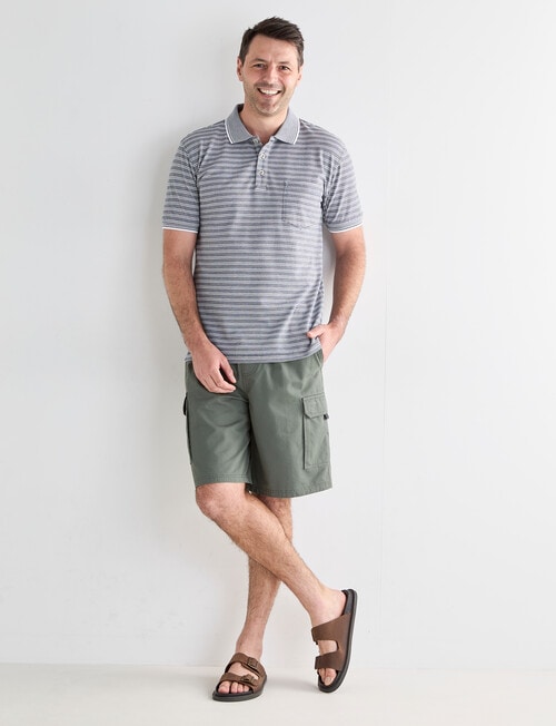 Chisel 2 Colour Stripe Short Sleeve Polo Shirt, Navy product photo View 03 L