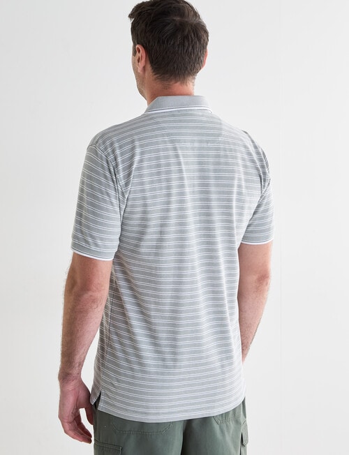 Chisel 2 Colour Stripe Short Sleeve Polo Shirt, Sage product photo View 02 L