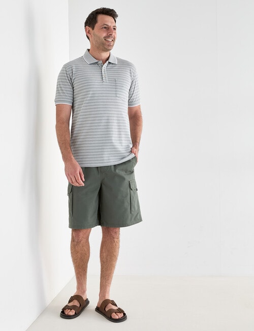 Chisel 2 Colour Stripe Short Sleeve Polo Shirt, Sage product photo View 03 L
