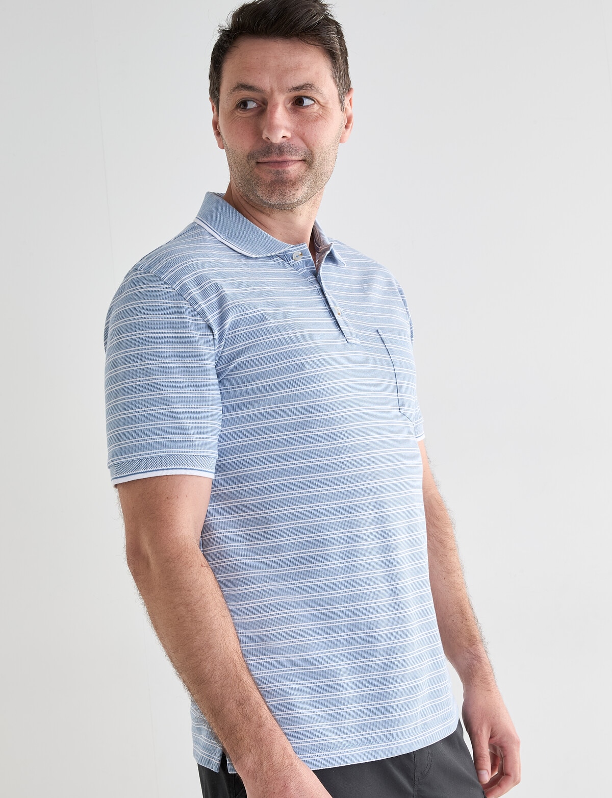 Chisel 2 Colour Short Sleeve Polo Shirt, Sky Blue - T-shirts, Singlets ...
