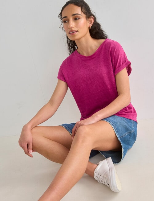 Zest Essential Linen Tee, Violet product photo View 06 L