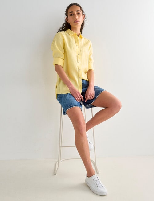 Zest Essential Linen Long Sleeve Shirt, Panna Cotta product photo View 03 L