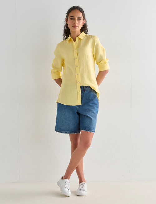 Zest Essential Linen Long Sleeve Shirt, Panna Cotta product photo View 07 L