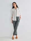 Zest Essential Linen Multi Stripe Long Sleeve Shirt, Kelp product photo View 03 S