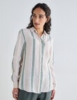 Zest Essential Linen Multi Stripe Long Sleeve Shirt, Kelp product photo View 06 S