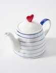 Bosa Heart Teapot, 1L, Cream & Blue product photo