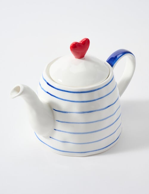 Bosa Heart Teapot, 1L, Cream & Blue product photo
