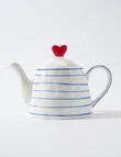 Bosa Heart Teapot, 1L, Cream & Blue product photo View 02 S