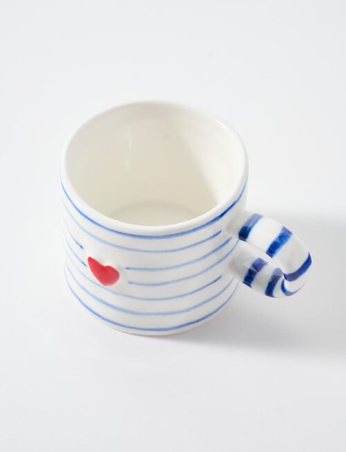 Bosa Heart Mini Mug, 80ml, Cream & Blue product photo View 02 L