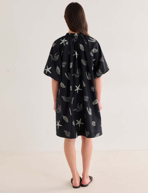 Mineral Aurora Printed A Line Mini Dress, Black product photo View 02 L