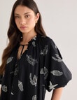 Mineral Aurora Printed A Line Mini Dress, Black product photo View 04 S