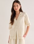 Mineral Lani Lace Trim Linen Shirt, Buttercream product photo