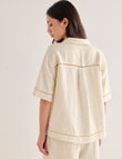 Mineral Lani Lace Trim Linen Shirt, Buttercream product photo View 02 S