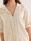 Mineral Lani Lace Trim Linen Shirt, Buttercream product photo View 04 S