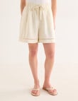 Mineral Lani Lace Trim Linen Shorts, Buttercream product photo View 04 S