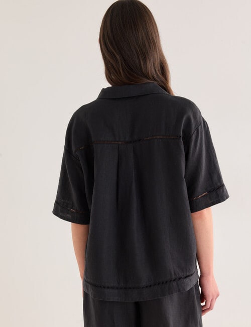 Mineral Lani Lace Trim Linen Shirt, Black product photo View 02 L