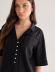Mineral Lani Lace Trim Linen Shirt, Black product photo View 04 S