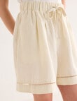 Mineral Lani Lace Trim Linen Shorts, Buttercream product photo