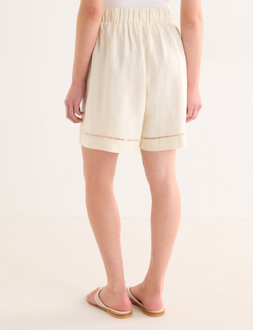 Mineral Lani Lace Trim Linen Shorts, Buttercream product photo View 02 L