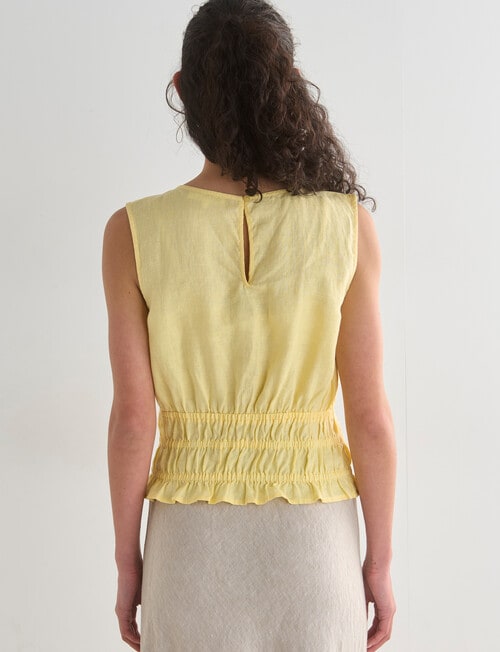 Zest Linen Gather Waist Top, Panna Cotta product photo View 02 L