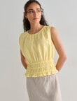 Zest Linen Gather Waist Top, Panna Cotta product photo View 05 S