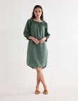 Zest Linen Shirred Dress, Kelp product photo