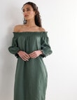 Zest Linen Shirred Dress, Kelp product photo View 03 S