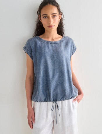 Zest Draw Hem Top, Chambray product photo