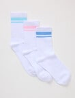 Superfit Half Crew Stripe Socks, 3-Pack, White product photo
