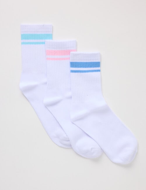 Superfit Half Crew Stripe Socks, 3-Pack, White product photo