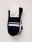 Superfit Half Crew Stripe Socks, 3-Pack, Black product photo View 02 S