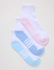 Superfit Ribbed Quarter Crew Socks, 3-Pack, White product photo